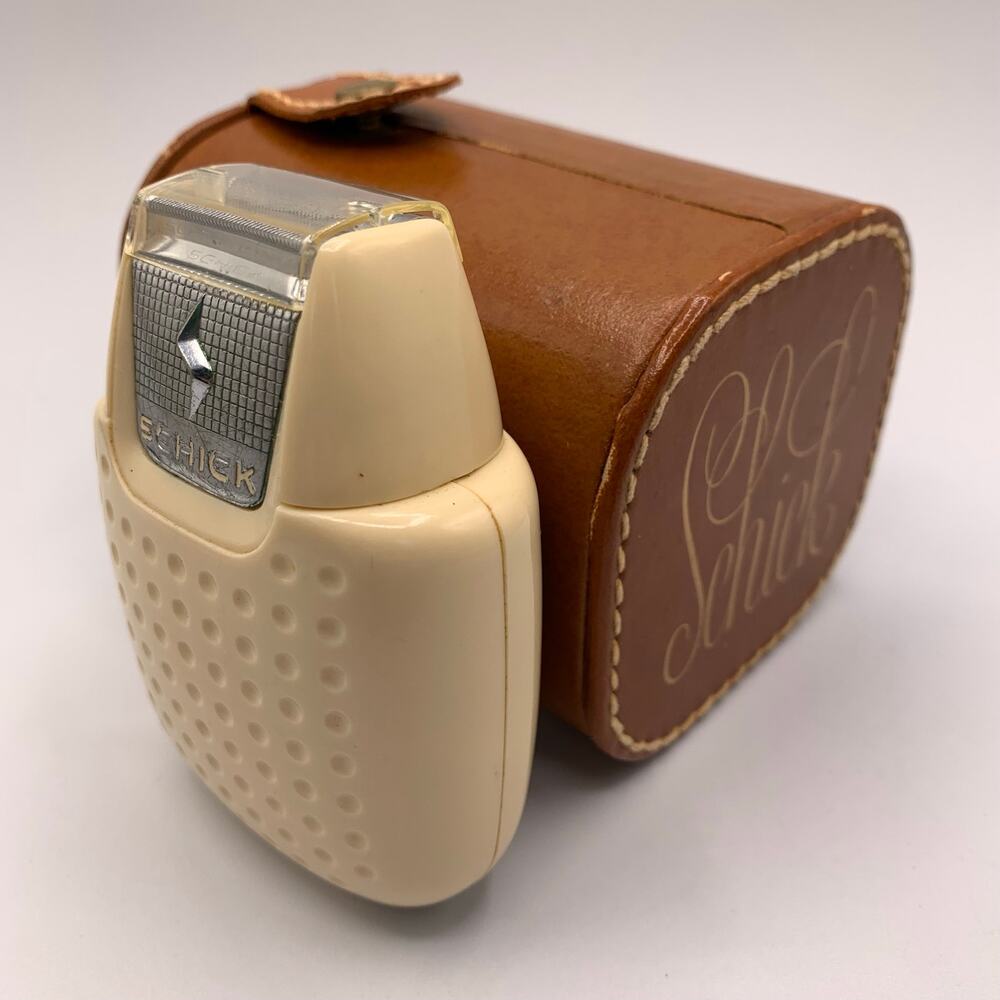 Vintage Schick 20 Electric Shaver/Razor, Complete w Leather Case, Cord & Guard